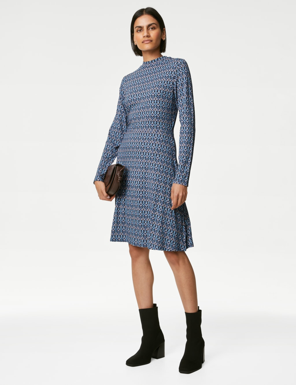 Jersey Printed Mini Skater Dress image 1