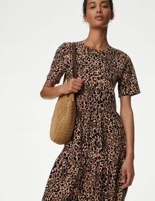 

Womens M&S Collection Jersey Leopard Print Skater Dress - Natural Mix, Natural Mix