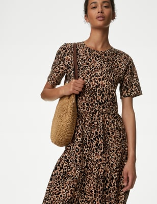 Jersey Leopard Print Skater Dress