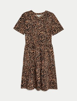 Jersey Leopard Print Skater Dress