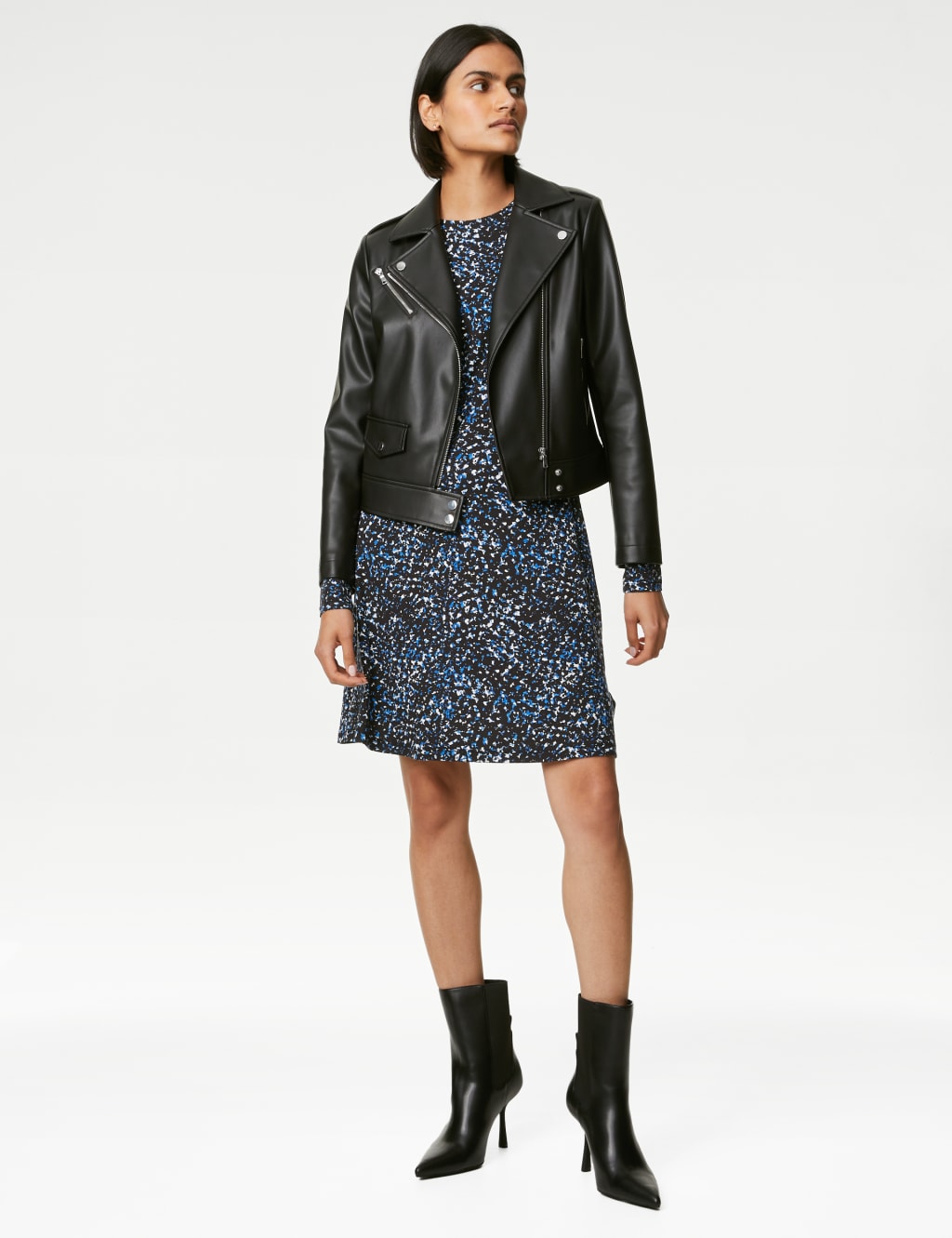 Jersey Printed Round Neck Mini Skater Dress image 4