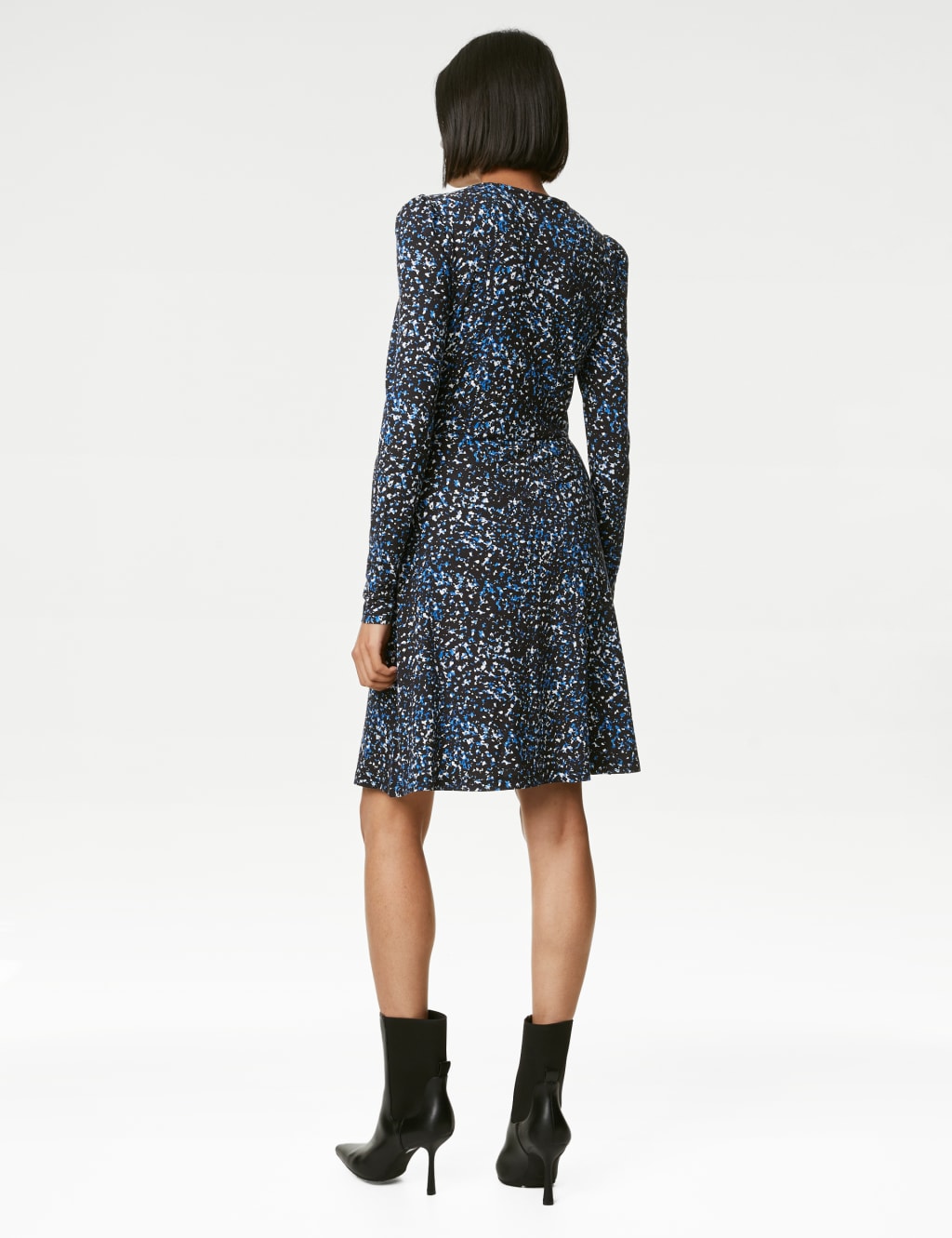 Jersey Printed Round Neck Mini Skater Dress image 5