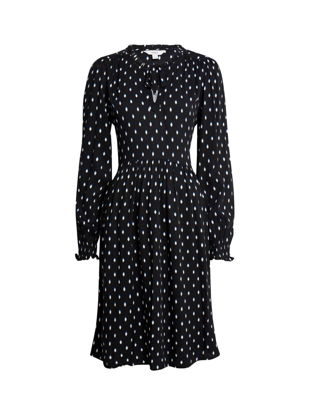 Printed Tie Neck Mini Relaxed Dress image 2