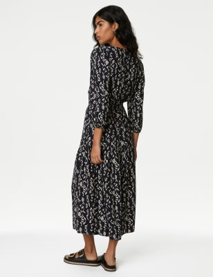 

M&S Collection Vestido en capas a media pierna estampado con lazo en el cuelloWomens - Navy Mix, Navy Mix