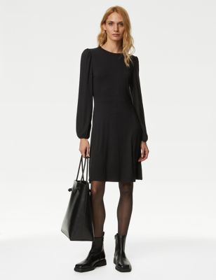 

Womens M&S Collection Jersey Mini Skater Dress - Black, Black