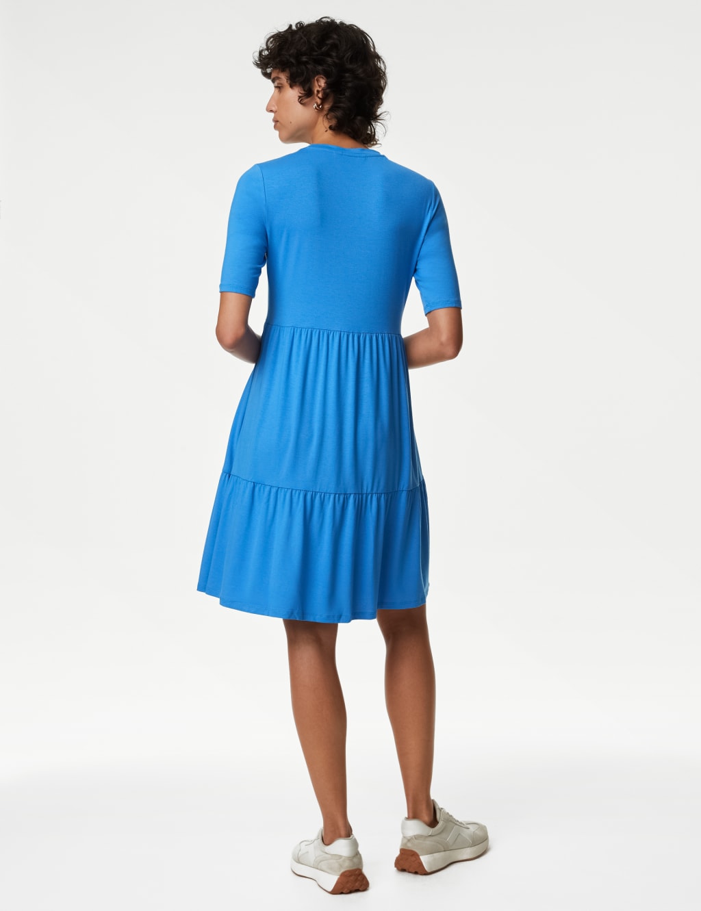Jersey Round Neck Knee Length Tiered Dress image 5