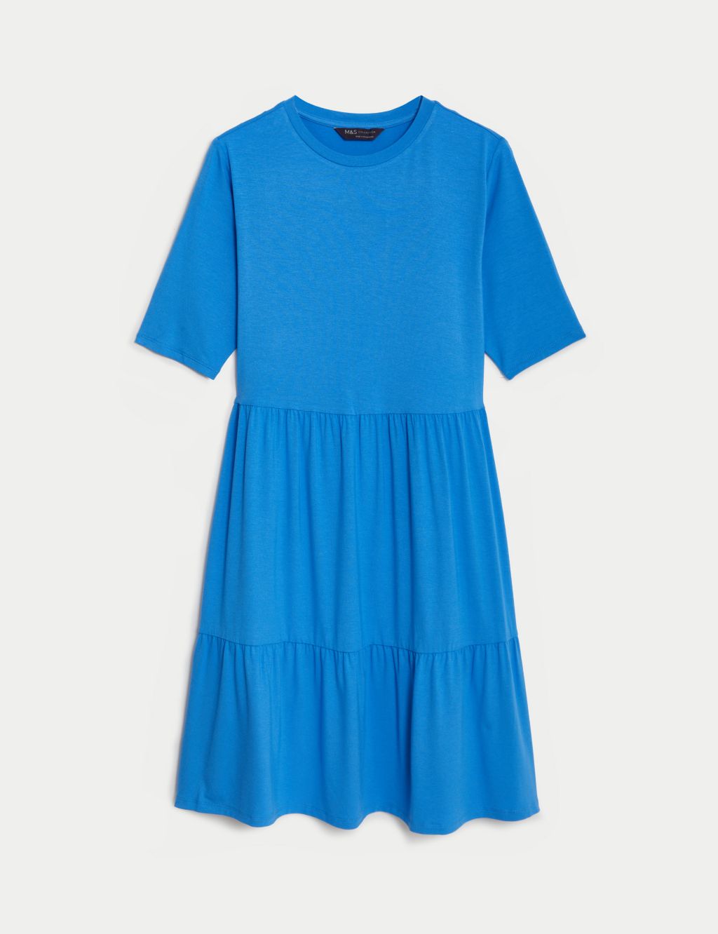 Jersey Round Neck Knee Length Tiered Dress image 2