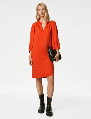 

Womens M&S Collection V-Neck Knee Length Shift Dress - Orange, Orange