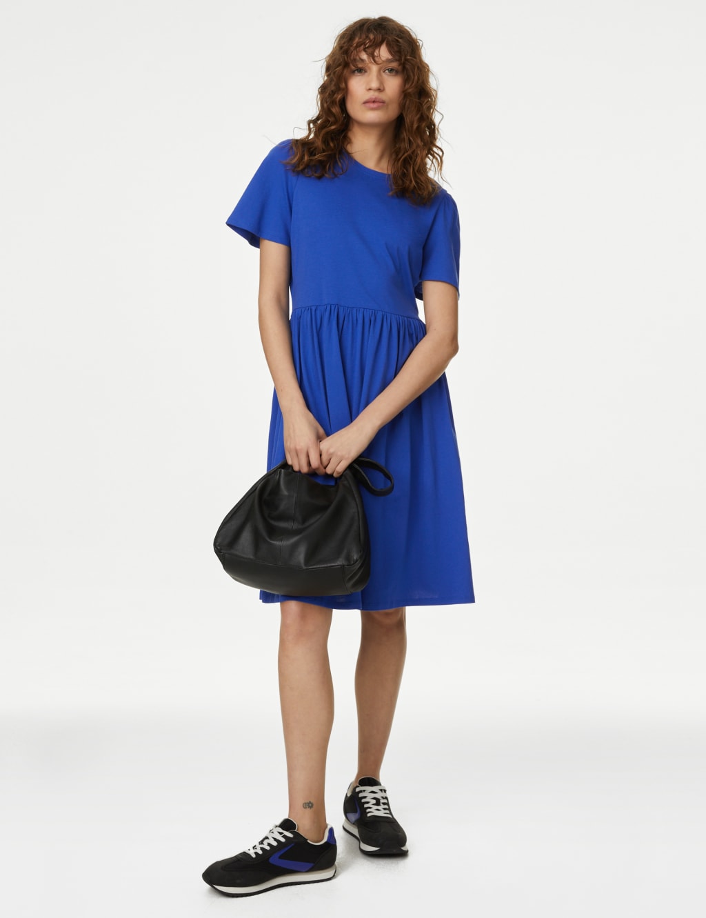 Jersey Round Neck Knee Length Skater Dress