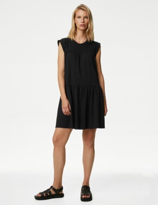 

M&S Collection Minivestido en capas de punto con cuello redondoWomens - Black, Black
