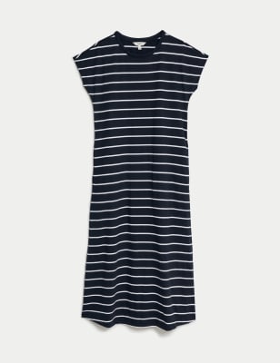 Pure Cotton Striped Midaxi T-Shirt Dress