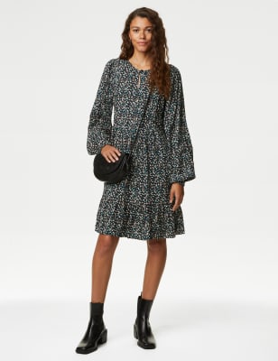 

Womens M&S Collection Ditsy Floral Mini Smock Dress - Navy Mix, Navy Mix