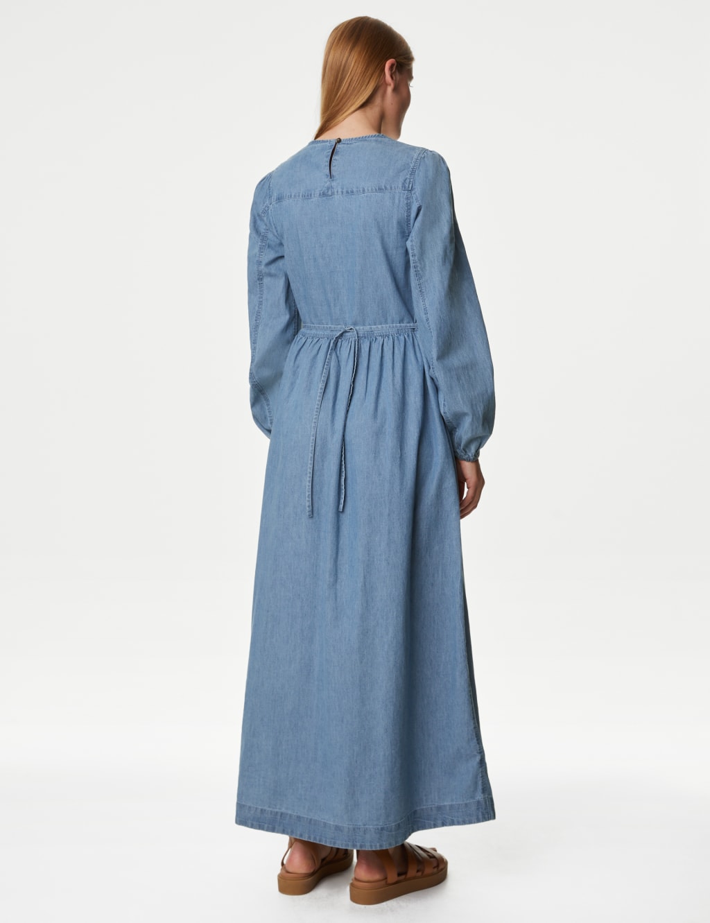 Maxi smocked waist jean dress main image 0