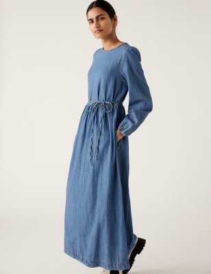 Long sleeve shop maxi denim dress