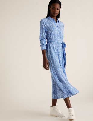 denim shirt dress midi length