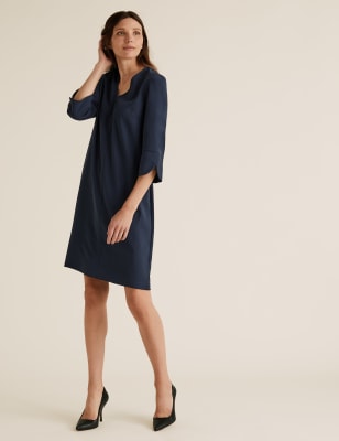 knee length shift dresses with sleeves