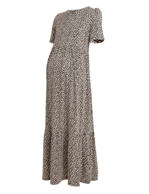 

Womens M&S Collection Maternity Jersey Printed Midi Tiered Dress - Natural Mix, Natural Mix