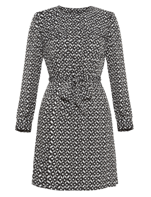 PETITE Abstract Print Belted Shirt Dress | M&S Collection | M&S