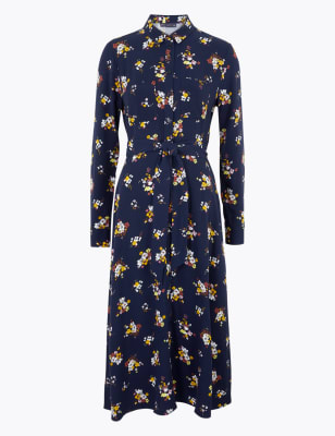 m&s navy midi dress