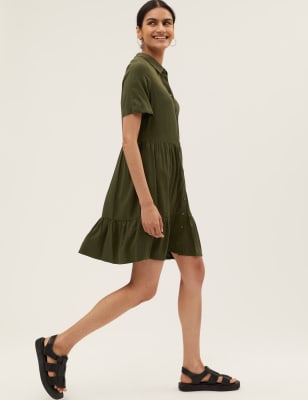 

Womens M&S Collection Collared Knee Length Shirt Dress - Khaki, Khaki