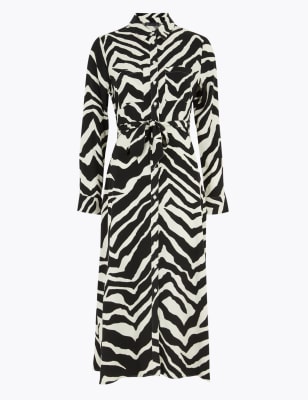 marks and spencer black midi dress