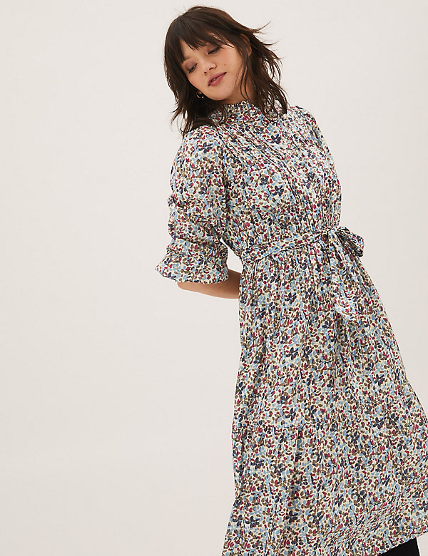 PETITE - Midi-jurk met speels bloemmotief