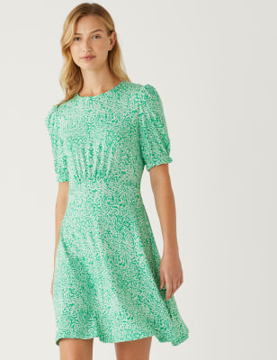 

M&S Collection Minivestido skater de punto estampadoWomens - Green Mix, Green Mix