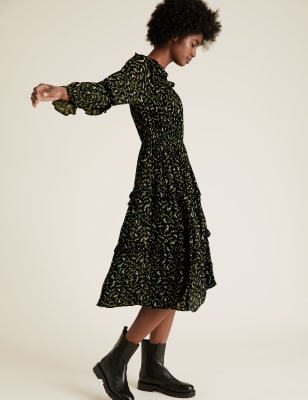 m&s navy midi dress