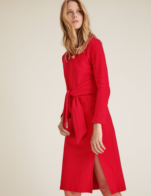m&s navy midi dress