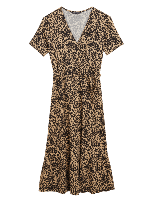 

Womens M&S Collection Jersey Ditsy Floral Midi Wrap Dress - Natural Mix, Natural Mix