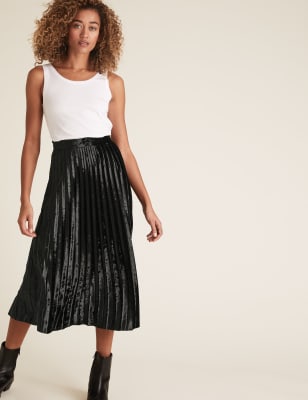 marks and spencer velvet pleated skirt