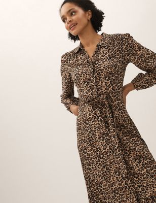 

Womens M&S Collection Animal Print Midaxi Shirt Dress - Natural Mix, Natural Mix