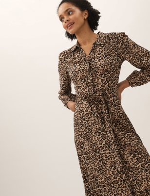 

Womens M&S Collection Animal Print Midaxi Shirt Dress - Natural Mix, Natural Mix