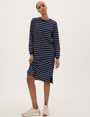 

Womens M&S Collection Pure Cotton Striped T-Shirt Dress - Lilac Mix, Lilac Mix