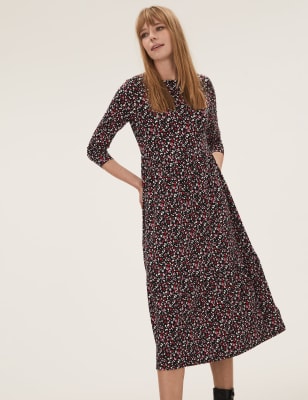 

M&S Collection Vestido en capas a media pierna con estampado animal de puntoWomens - Multi, Multi