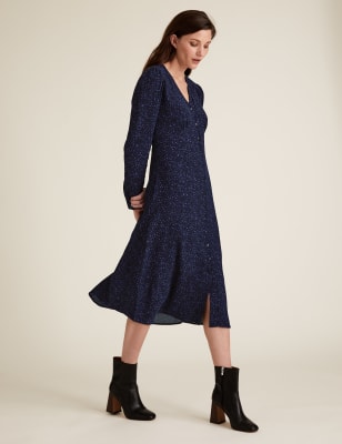 marks and spencer navy blue dress