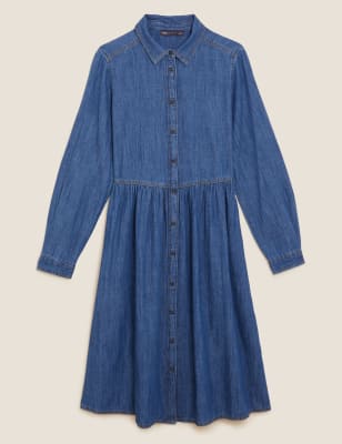 

Womens M&S Collection Midi-Shirtkleid aus Denim, Denim