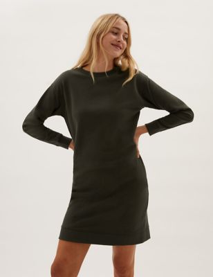 Cotton Rich Relaxed Sweater Dress | M&S US