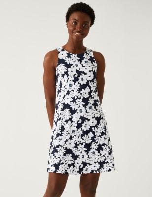 

Womens M&S Collection Jersey Printed Mini Swing Dress - Navy Mix, Navy Mix