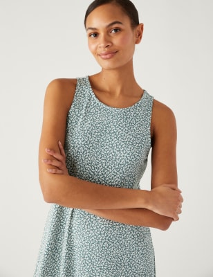 

Womens M&S Collection Gemustertes Jersey-Minikleid im Swing-Stil - Sage Mix, Sage Mix