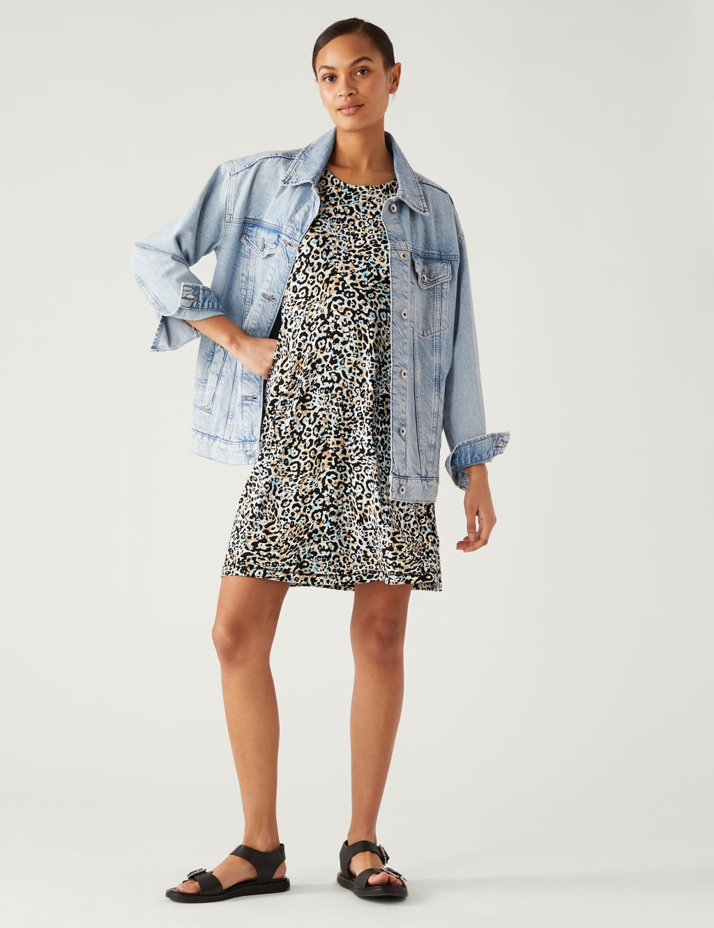 Jersey Printed Mini Swing Dress image 1