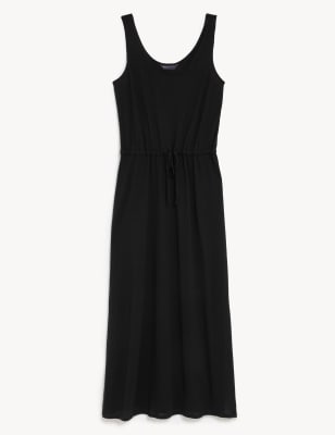 Linen Rich Jersey Midaxi Waisted Dress