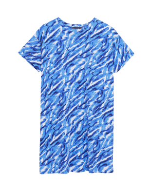 

Womens M&S Collection Pure Cotton Tie Dye T-Shirt Dress - Blue Mix, Blue Mix