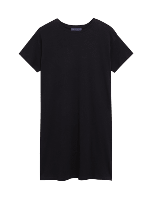 

Womens M&S Collection Pure Cotton Knee Length T-Shirt Dress - Black, Black