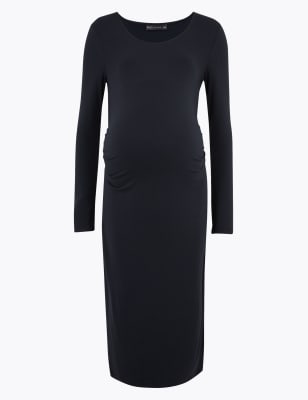 black midi bodycon maternity dress