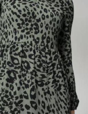 M&S Womens Animal Print V-Neck Midaxi Tiered Dress