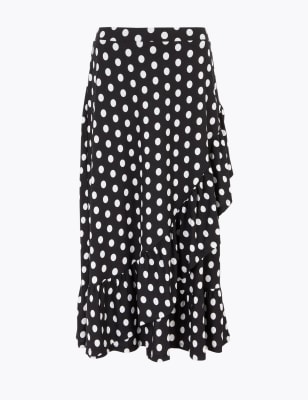 polka dot midi wrap skirt