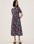 Jersey Ditsy Floral Midi Tiered Dress
