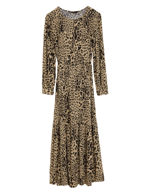 

Womens M&S Collection Animal Print Puff Sleeve Maxi Smock Dress - Natural Mix, Natural Mix