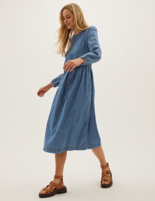 denim midi dress